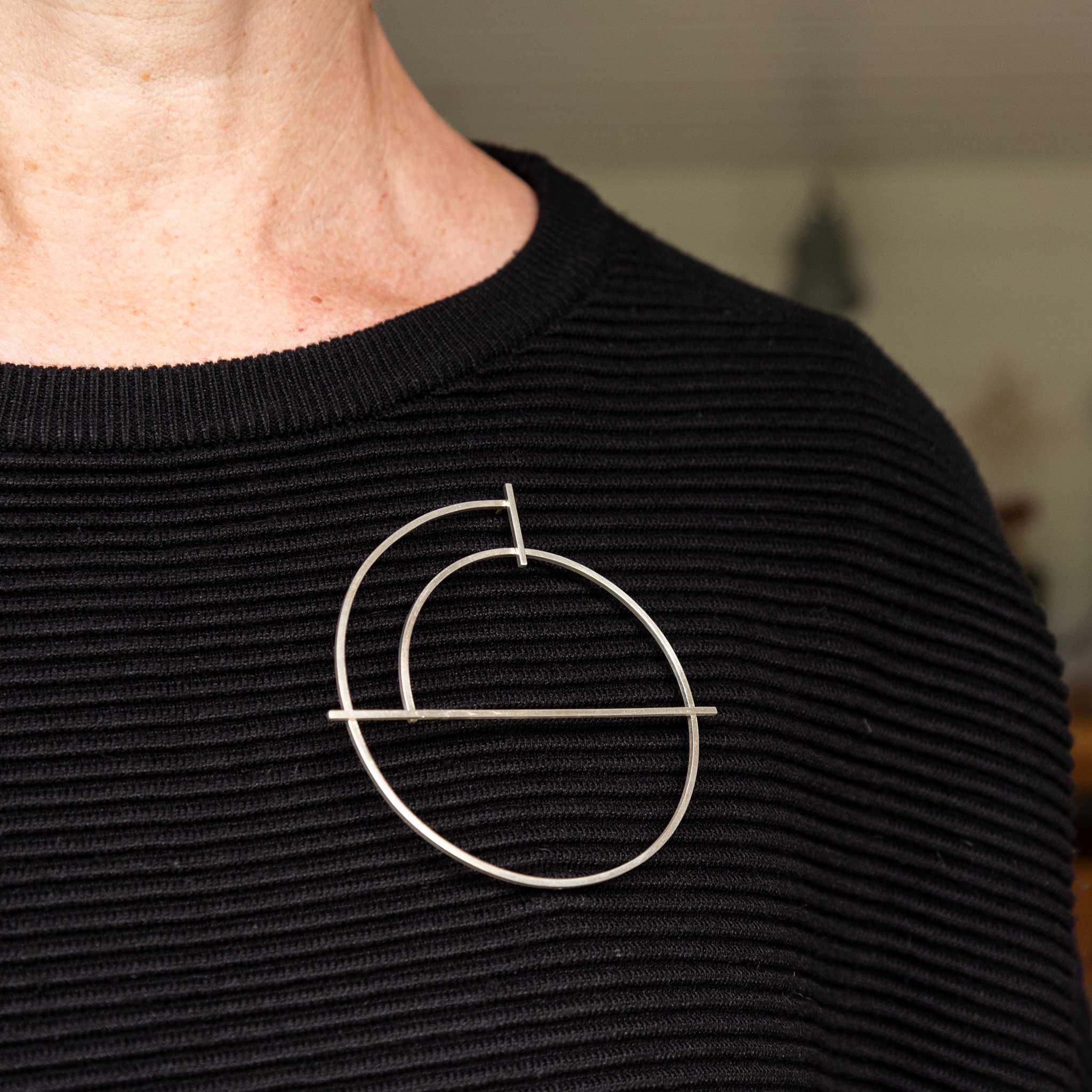 On Track Sterling Silver Square Wire Brooch